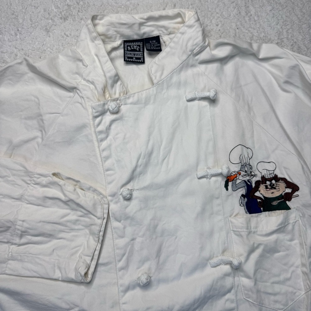 Vintage 1998 Looney Tunes Chef Coat‎ Adult S/M Acme Homeworks Bugs Bunny Taz